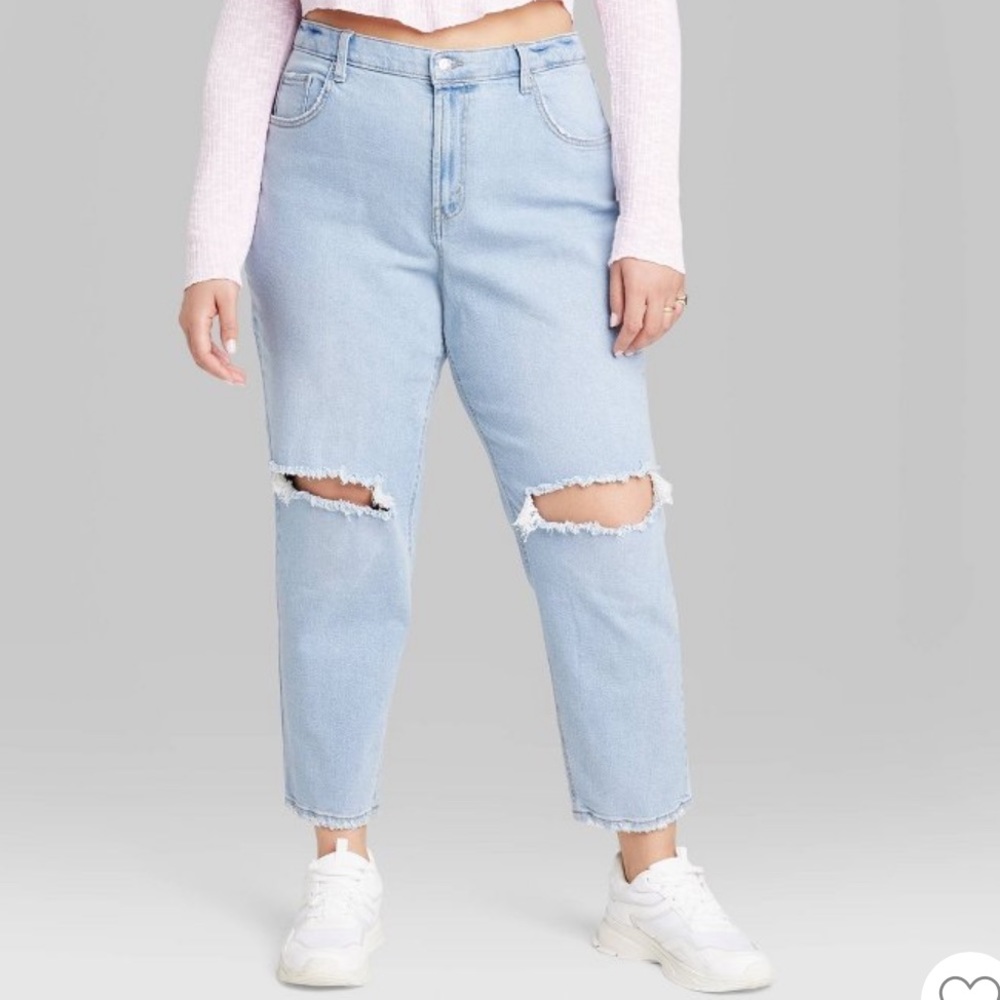 Women's Super-High Rise Distressed Mom Taper Jeans - Wild Fable™